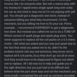 Malik's Auto Repair - Malik's initial response to my review of my experience with him.