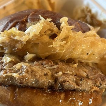 Jewboy Burgers - October Special - Son of the Drunk JewBoy - Ground Bratwurst & Beef patty, brown mustard, cheese, grilled onions, sauerkraut, pretzel bun. - Burgers Near Me - Austin, Texas Jewboy Burgers - October Special - Son of the Drunk JewBoy - Ground Bratwurst & Beef patty, brown mustard, cheese, grilled onions, sauerkraut, pretzel bun. - Burgers Near Me - Austin, Texas