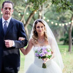Chateau On The Creek - Father and bride, check out the beautiful lights in the background