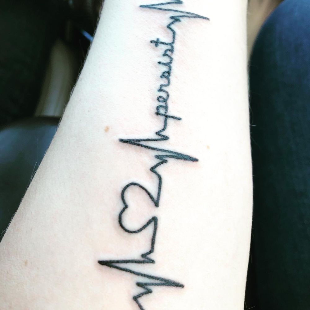 Single line tattoo, came out just like the proof I took in. I get compliments on it a lot. Single line tattoo, came out just like the proof I took in. I get compliments on it a lot.