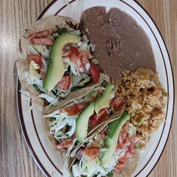 Eva's Mexican Restaurant - 3 Taco Meal 1 Beef, Chicken and Barbacoa Taco With Onions, Cilantro, Lettuce, Tomato, Avacado With Rice and Beans - Mexican Near Me - Houston, Texas Eva's Mexican Restaurant - 3 Taco Meal 1 Beef, Chicken and Barbacoa Taco With Onions, Cilantro, Lettuce, Tomato, Avacado With Rice and Beans - Mexican Near Me - Houston, Texas
