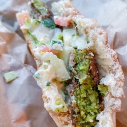 Hummus Mediterranean Grill - Inside sandwich goodness