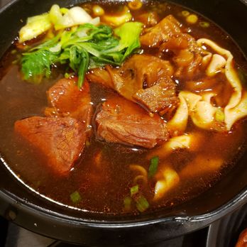 A & J Restaurant - Spicy Beef Tendon Noodle Soup (Szechuan Style) with thick noodles - Taiwanese Near Me - Irvine, California A & J Restaurant - Spicy Beef Tendon Noodle Soup (Szechuan Style) with thick noodles - Taiwanese Near Me - Irvine, California