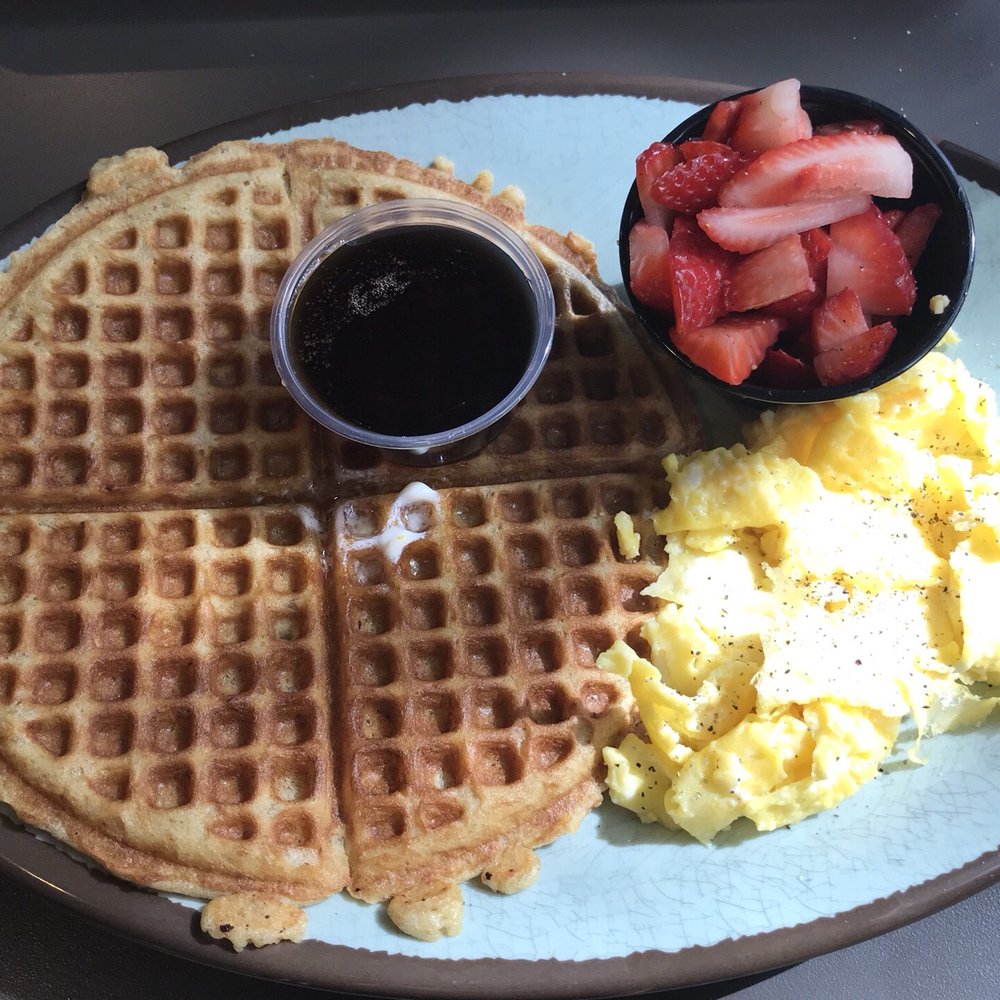 From The Hearth - Red Bluff - "Iron waffle" with strawberries instead of bacon. - Breakfast & Brunch Near Me - Red Bluff, California From The Hearth - Red Bluff - "Iron waffle" with strawberries instead of bacon. - Breakfast & Brunch Near Me - Red Bluff, California