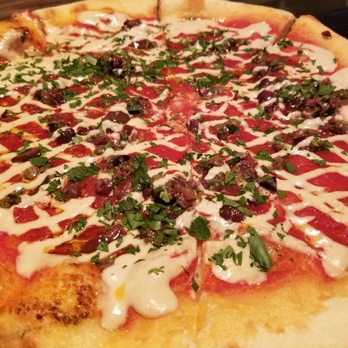 Gather - Our vegan pizza. Spicy Tomato - New American Near Me - Berkeley, California
