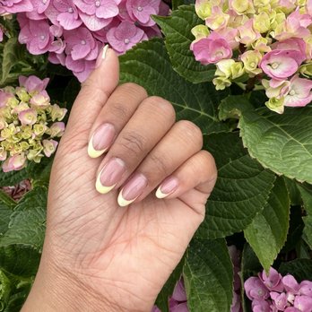 Pink Polish Nails - Clean design and nice shape. Yellow French gel manicure ($40) - Nail Salons Near Me - National City, California Pink Polish Nails - Clean design and nice shape. Yellow French gel manicure ($40) - Nail Salons Near Me - National City, California
