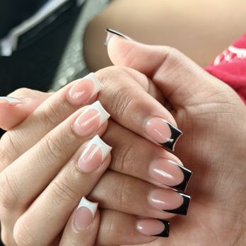 Oleisure Nails Spa - black and white french tips - Nail Salons Near Me - National City, California Oleisure Nails Spa - black and white french tips - Nail Salons Near Me - National City, California