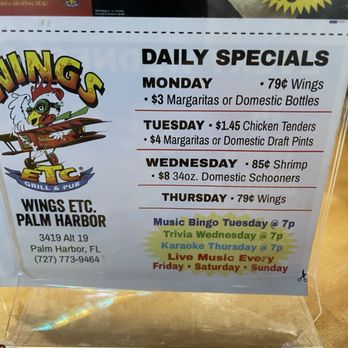 Wings Etc - Week day specials. - Pubs Near Me - Palm Harbor, Florida Wings Etc - Week day specials. - Pubs Near Me - Palm Harbor, Florida