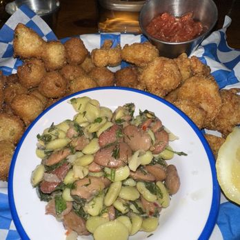 Sullivan’s Fish Camp - Shrimp basket with butter bean salad and hush puppies! - Seafood Near Me - Sullivan's Island, South Carolina Sullivan’s Fish Camp - Shrimp basket with butter bean salad and hush puppies! - Seafood Near Me - Sullivan's Island, South Carolina