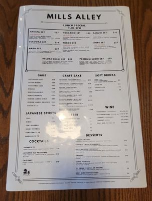 Menu photo 1 Mills Alley Pasadena, CA