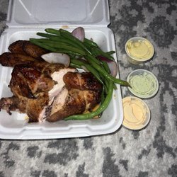Carali's Rotisserie Chicken - 1/2 All White Chicken w/ 2 sides: Plantains & Green Beans