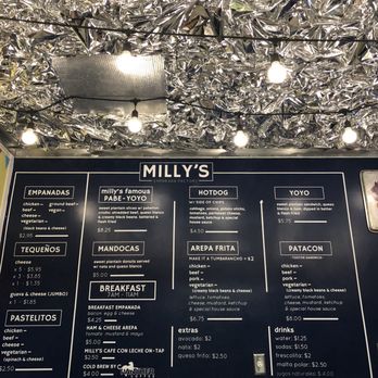 Milly's Empanada Factory - Menu on the wall - Venezuelan Near Me - Miami, Florida Milly's Empanada Factory - Menu on the wall - Venezuelan Near Me - Miami, Florida