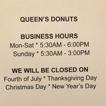 Queen's Donut - New Business Hours as of January 27, 2022 - Donuts Near Me - Lawndale, California Queen's Donut - New Business Hours as of January 27, 2022 - Donuts Near Me - Lawndale, California