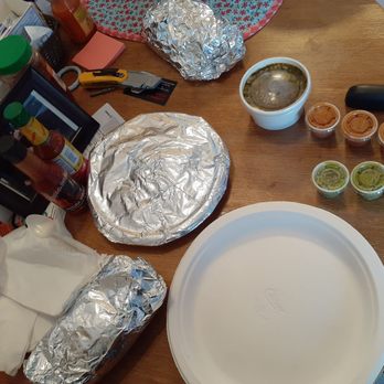 Salsa Taco - Portions of the Burrito(left) Mulitas and Torta Adobada (meat), the CUP is Caldo de Birria and i ask for both green and red Salsa - Food Trucks Near Me - Seattle, Washington Salsa Taco - Portions of the Burrito(left) Mulitas and Torta Adobada (meat), the CUP is Caldo de Birria and i ask for both green and red Salsa - Food Trucks Near Me - Seattle, Washington