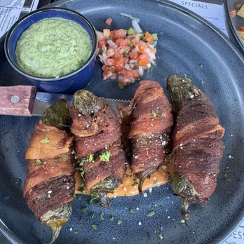 JW's Patio - Bacon wrapped jalapeños stuffed with beef birria - New American Near Me - Beaumont, Texas