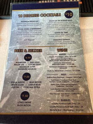Menu photo 8 18 Degrees Scottsdale, AZ