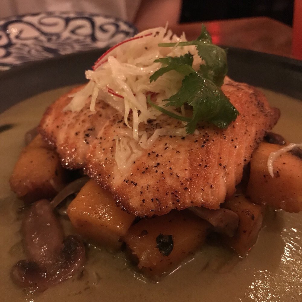 Chavela's - Salmon over roasted pumpkin - Mexican Near Me - Brooklyn, New York
