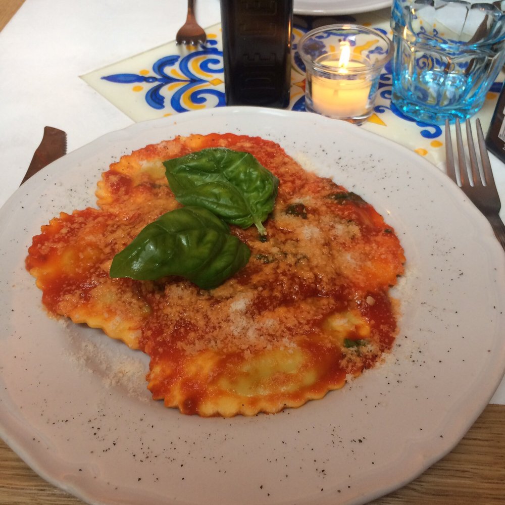 Ricotta and spinach ravioli