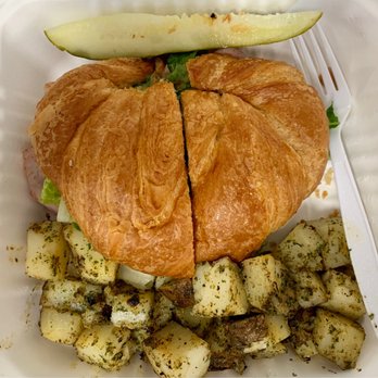 Somethings Brewing Downtown - French Melt on a croissant with tater babies. - Coffee & Tea Near Me - Grayslake, Illinois Somethings Brewing Downtown - French Melt on a croissant with tater babies. - Coffee & Tea Near Me - Grayslake, Illinois
