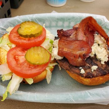 Russian River Pub - Pub burger with blue cheese and bacon added. - American Near Me - Forestville, California