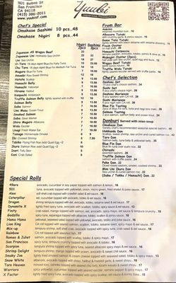 Menu photo 4 Yuubi Japanese Restaurant San Francisco, CA Menu photo 4 Yuubi Japanese Restaurant San Francisco, CA