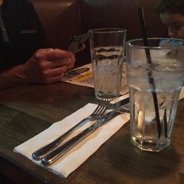 Nice wood tables and booth Nice wood tables and booth