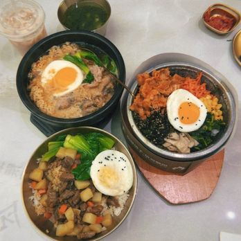 Nam Po - Top left: ramen ; bottom: beef curry ; bimbimbap - Chinese Near Me - Brooklyn, New York