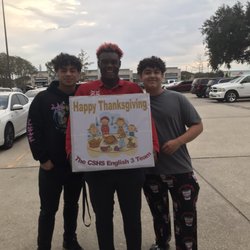 Cypress Springs High School - The annual help a family food drive by department. Look at those smiles.