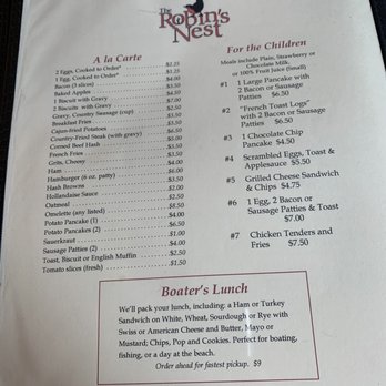 The Robin's Nest - the menu for the restaurant - New American Near Me - Hayward, Wisconsin The Robin's Nest - the menu for the restaurant - New American Near Me - Hayward, Wisconsin