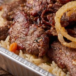 Long Ave BBQ - Long Ave BBQ Grill Steak Tray Rice with Onions