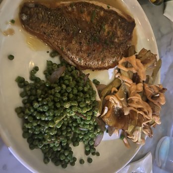 Mignonette - Crispy skin snapper with peas and artichoke - New American Near Me - Miami, Florida