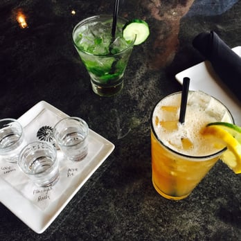 Driftless Glen Restaurant - Flight of vodka and cocktails - New American Near Me - Baraboo, Wisconsin