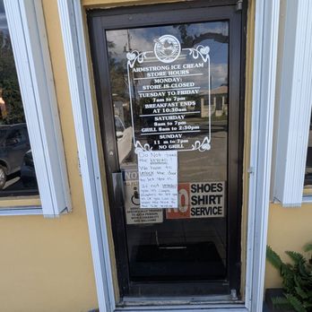Armstrong's Ice Cream - Front door has the hours, and the rules of the road. Give it a look. Look see before you walk in. - Ice Cream & Frozen Yogurt Near Me - Frederiksted, Virgin Islands