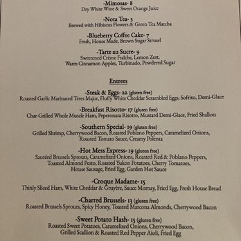 Bistro Nota - Saturday brunch menu - French Near Me - Fort Wayne, Indiana