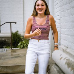 Anew Clothing - This Striped Tank has the word "Chosen" embroidered onto it.
