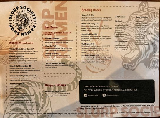 Menu photo 1 Slurp Society Ramen Shop Mobile, AL Menu photo 1 Slurp Society Ramen Shop Mobile, AL