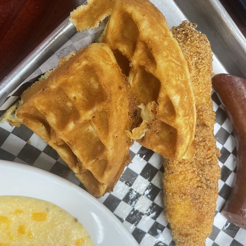 Southern Gourmet Kitchen - Cornbread Waffle and Catfish Filet - Southern Near Me - Plano, Texas Southern Gourmet Kitchen - Cornbread Waffle and Catfish Filet - Southern Near Me - Plano, Texas