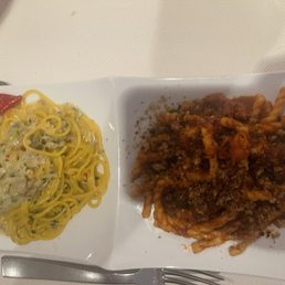 2 appetizer sized pasta (spaghetti and fuscti) 2 appetizer sized pasta (spaghetti and fuscti)