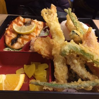 Yo Sushi - 2-Item Bento Box with Grilled Salmon and Tempura - Sushi Bars Near Me - Martinez, California Yo Sushi - 2-Item Bento Box with Grilled Salmon and Tempura - Sushi Bars Near Me - Martinez, California