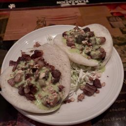 Steamed Pork Buns - Scallion vinaigrette & spiced peanuts
