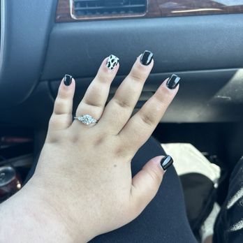 Luxx Nails Bar - 2nd set. I wanted the ring nail to be cow print, but it looked like little worms. The nails were all different thicknesses and unbalanced. - Nail Salons Near Me - Aurora, Colorado Luxx Nails Bar - 2nd set. I wanted the ring nail to be cow print, but it looked like little worms. The nails were all different thicknesses and unbalanced. - Nail Salons Near Me - Aurora, Colorado