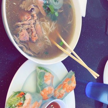 Pho Saigon Pearl - Pho with Rare Steak and Vietnamese Spring Roll - Vietnamese Near Me - Irvine, California