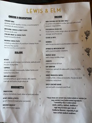 Menu photo 3 Lewis and Elm Greensboro, NC