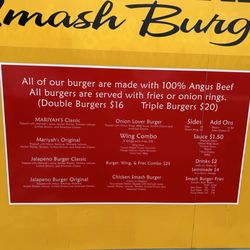 Mariyahs Smash Burgers   - New menu