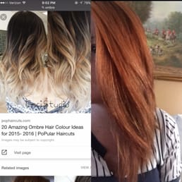 Left-picture I showed the stylist, Right-what I left with. Such an unflattering ugly orange, will not be coming here again!!