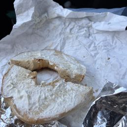 Rubber bagel with barely any cream cheese