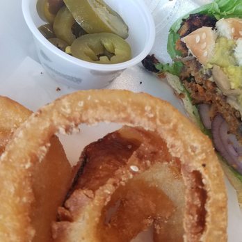 Lov-a Burger - Chipotle Black Bean burger.  Minus tomato minus pickle.  Added guacamole and mushrooms.  Jalapeno on side. - Burgers Near Me - Chesterfield, Michigan