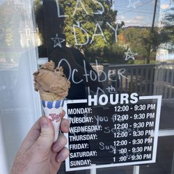 Suzy's Sips and Scoops - Mocha ice cream in sugar cone