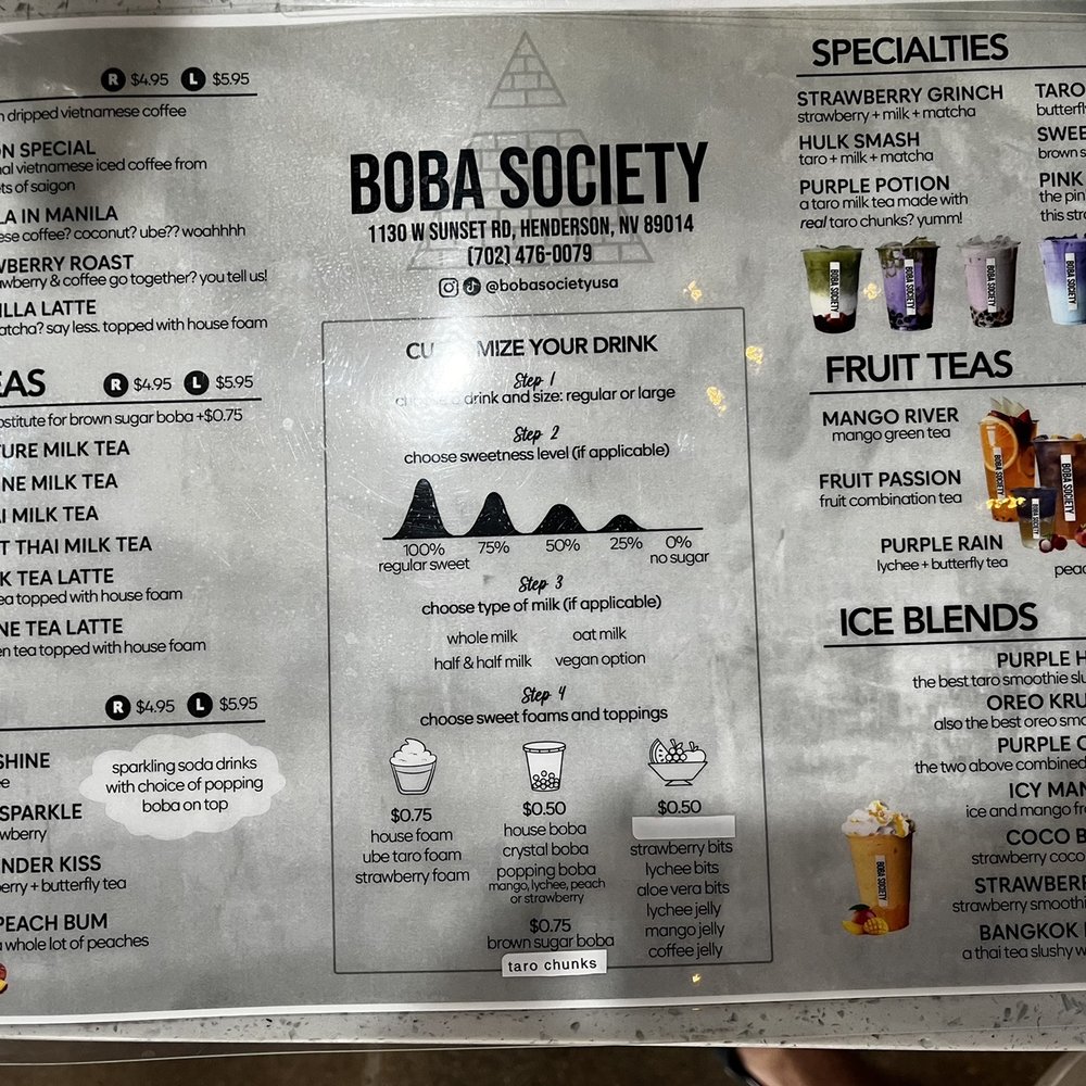 Boba Society - Menu - Bubble Tea Near Me - Henderson, Nevada Boba Society - Menu - Bubble Tea Near Me - Henderson, Nevada