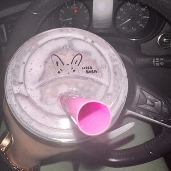 Drop In Tea - a pink cup with a spoon sticking out of it - Bubble Tea Near Me - Cincinnati, Ohio